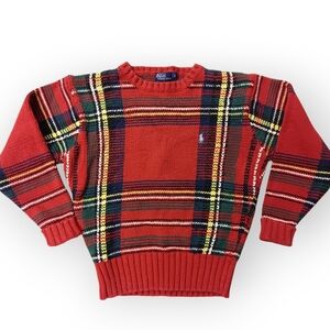 Vintage Polo by Ralph Lauren Red and Green Plaid Crewneck Sweater